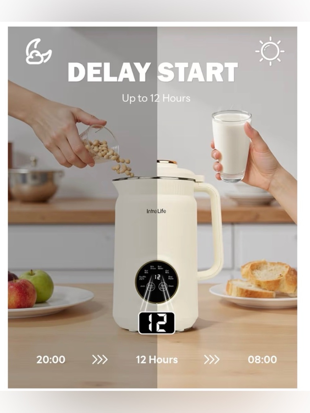 IntreLife Electric 34 oz Nut Milk Maker Machine, 8 in 1 - Picture 5 of 11